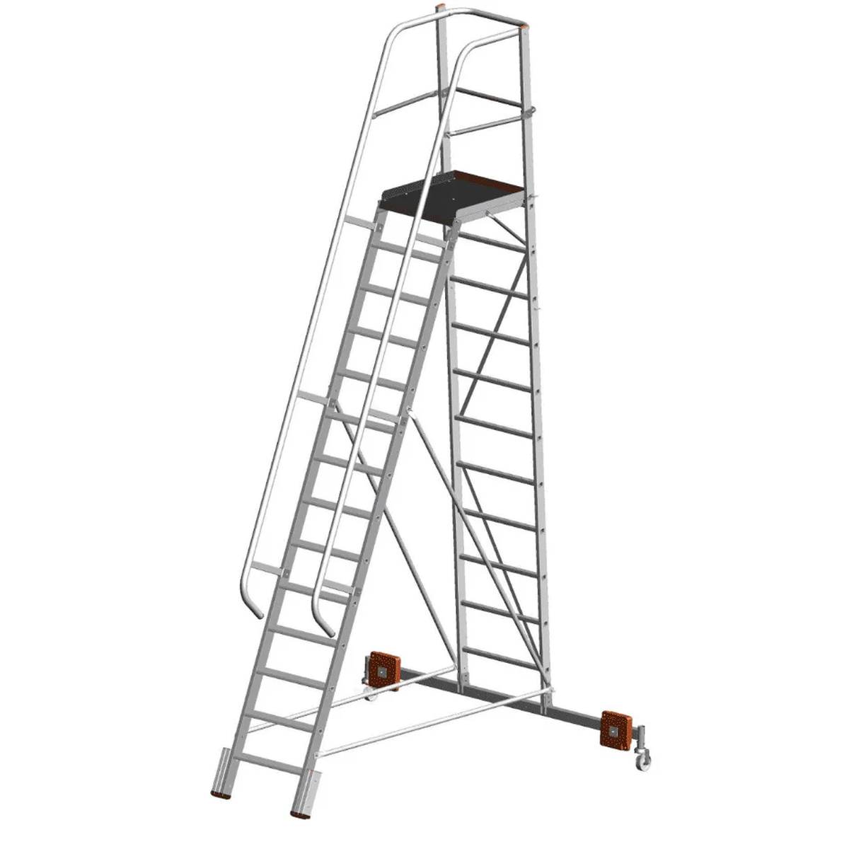 Стремянка STABILO с большой площадкой 14 ступеней